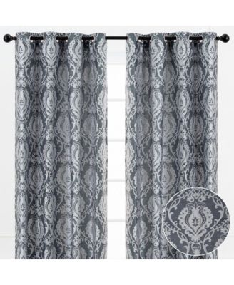 Premium Damask Pattern Luxury Curtains - Panels with Grommets - Elegant Jacquard Classy Design - Room Darkening 2 Panel Set