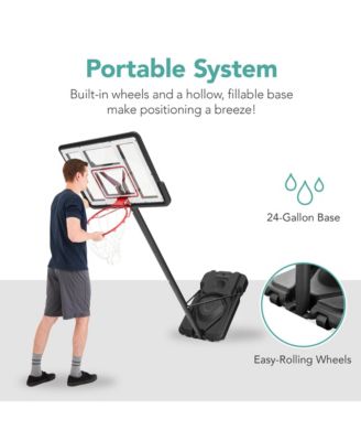 Adjustable Regulation-Size Basketball Hoop, Portable Sport System w/ Fillable Base, Wheels