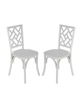 Mara Set Of 2 Solid Wood Dining Chairs With Stackable Design, Ornate Seat Back Accenting, And Elegant Finish
