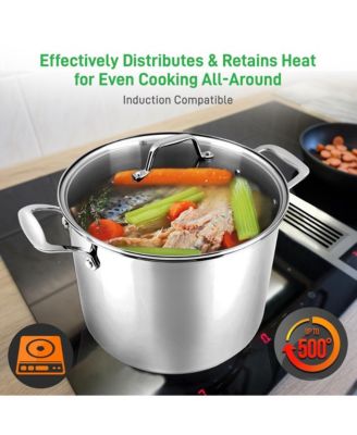 Stainless Steel Cookware Stockpot - 8 Quart, Heavy Duty Induction Pot, Stock Pot With Lid