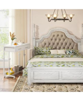 Portable Desk with Drawers, Mobile Laptop Desk with Wheels, Couch Desk Sofa Side Table Bed Desk, Small Standing Desk for Home Office