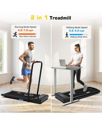 2 in 1 Under Desk Folding Treadmills Walking Running Machine 7.6MPH for Home Office Black