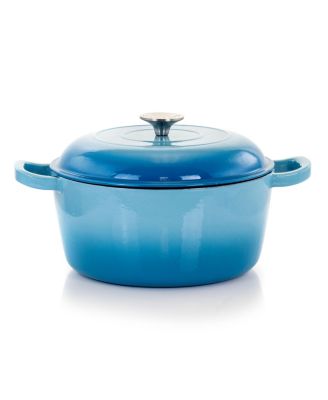 5 Quarts Round Enameled Cast Iron Casserole with Lid in Blue