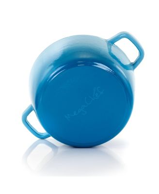 5 Quarts Round Enameled Cast Iron Casserole with Lid in Blue