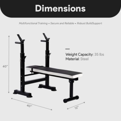 Adjustable Strength Training Workout Station, Black & White