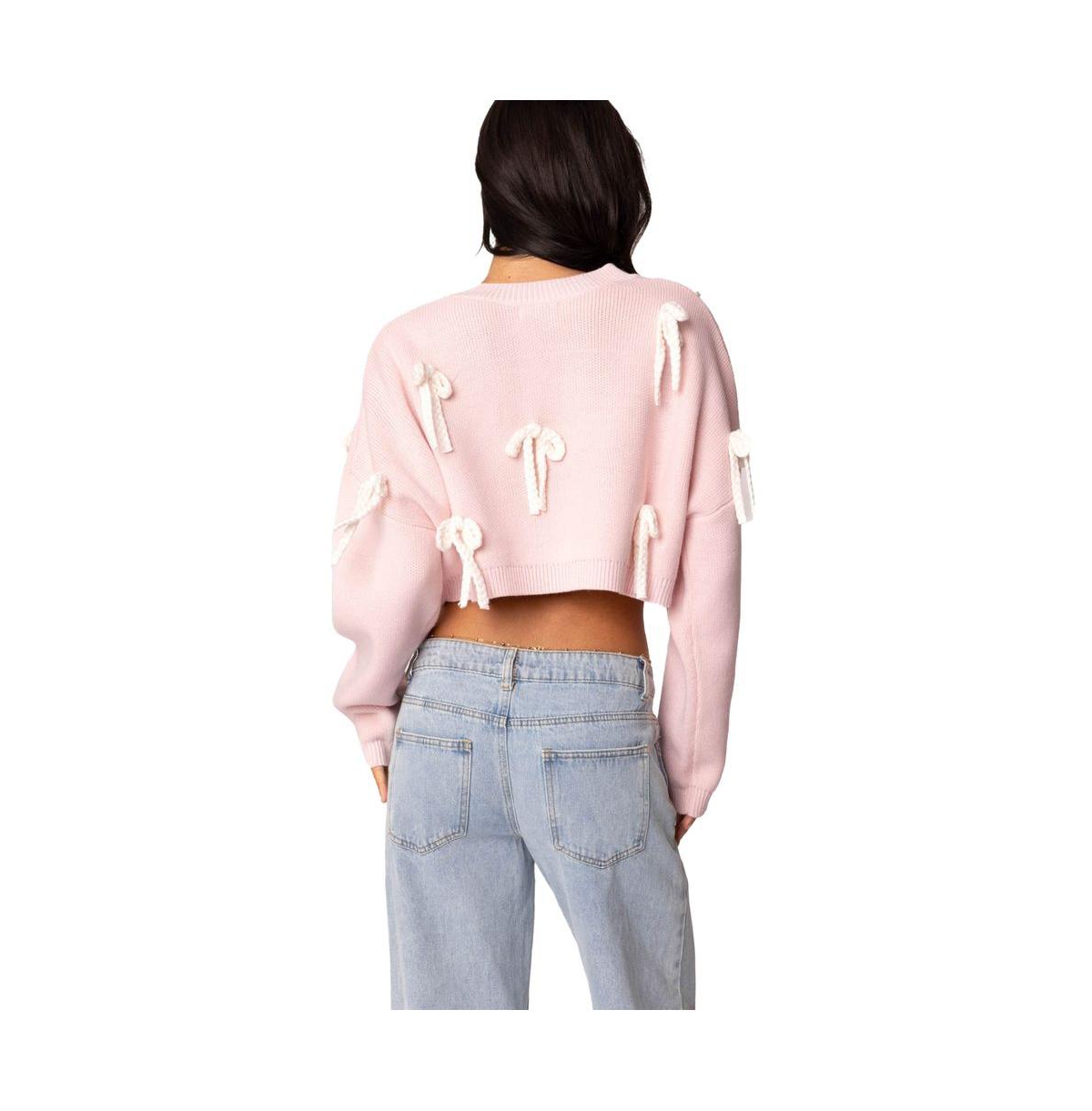 Edikted Women's Chunky Bow Cropped Sweater