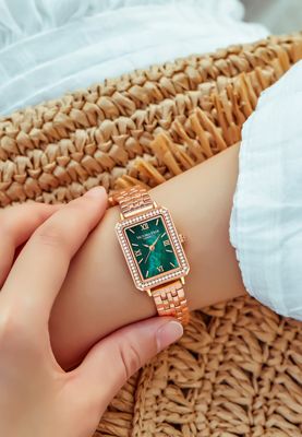 Victoria Hyde Women's Crystals Watch Westminster Green Rose Gold Watch