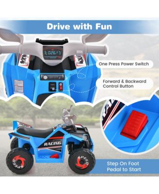 Kids Electric Ride On ATV Toy 6V Battery Powered Electric Vehicle Toy w/ Direction Control Rose Red