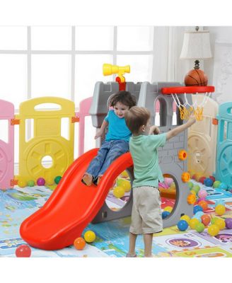 2-Step Children Castle Slide Basketball Hoop and Telescope Toy Indoor & Outdoor