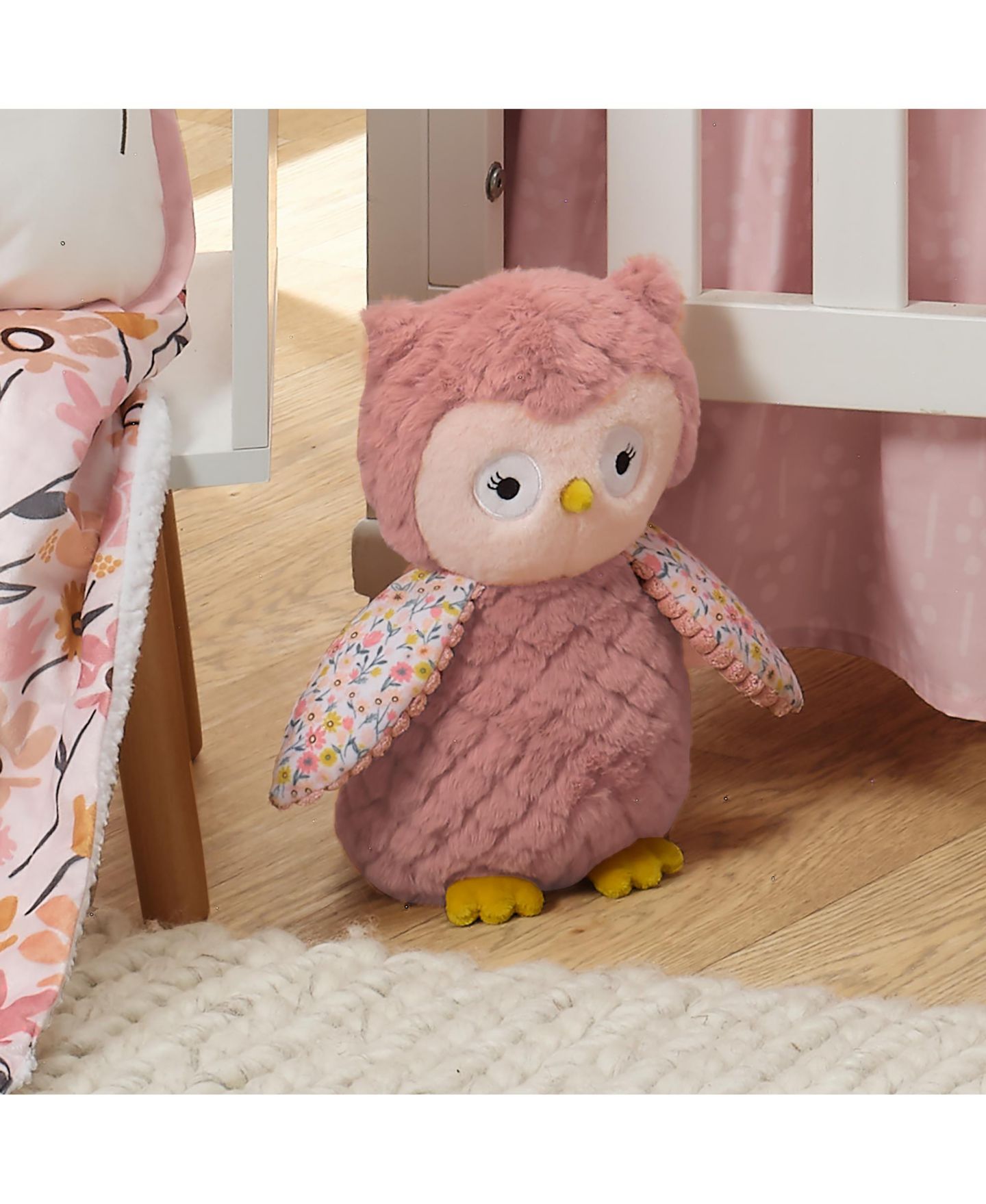 Детская мягкая игрушка Lambs & Ivy Twiggy Textured Floral 10" Plush Owl, 1-Piece, цвет: Розовый — фото 2