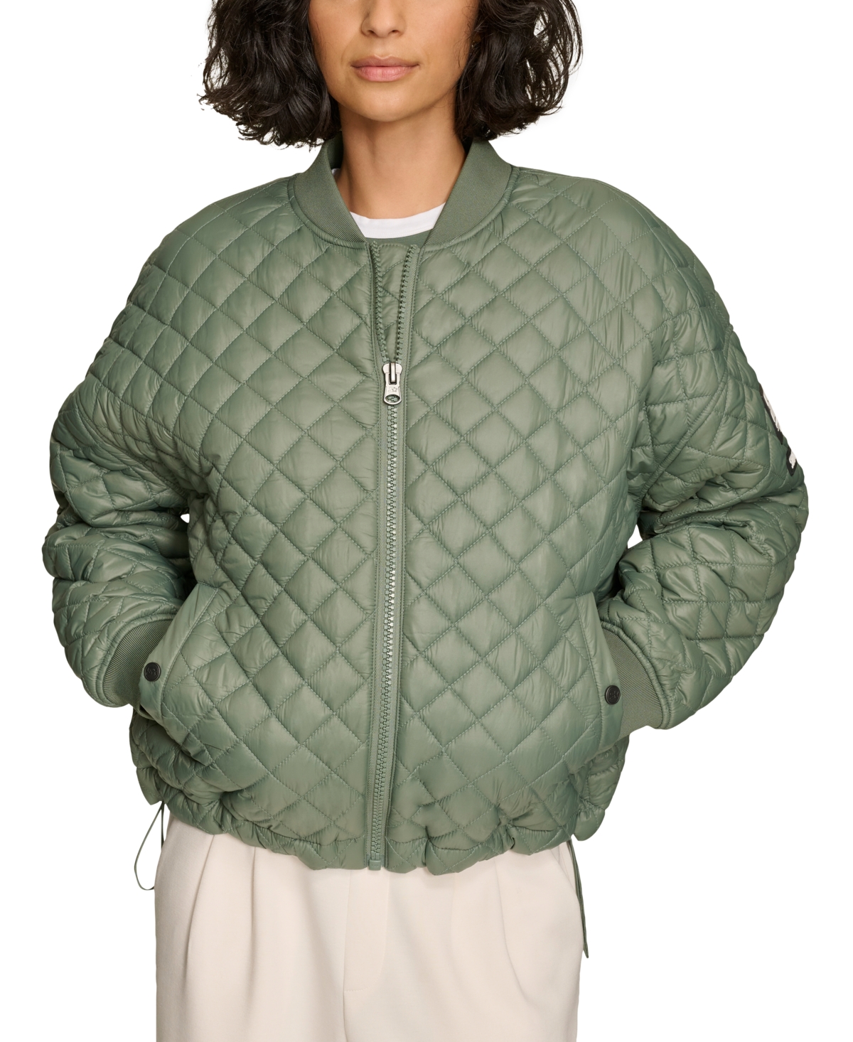 Shop Starter Women's Quilted Bomber Jacket In Duck Green