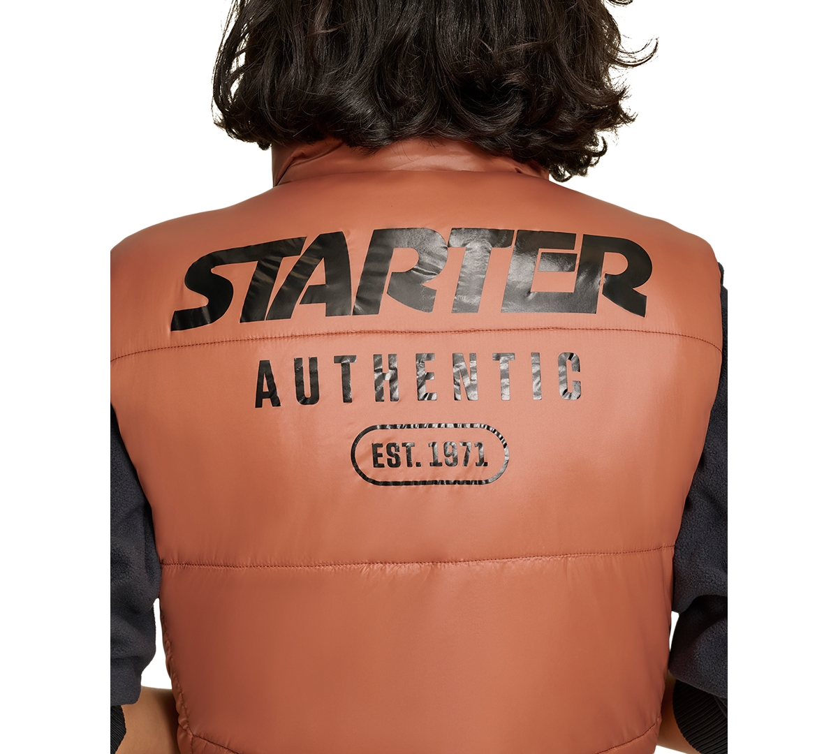 Shop Starter Women's Reversible Zip-front Puffer Vest In Black,tan