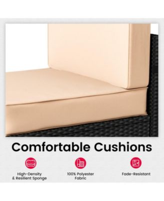 Gray 7-Piece Wicker Outdoor Sectional Set with Coffee Table and Gray Cushions