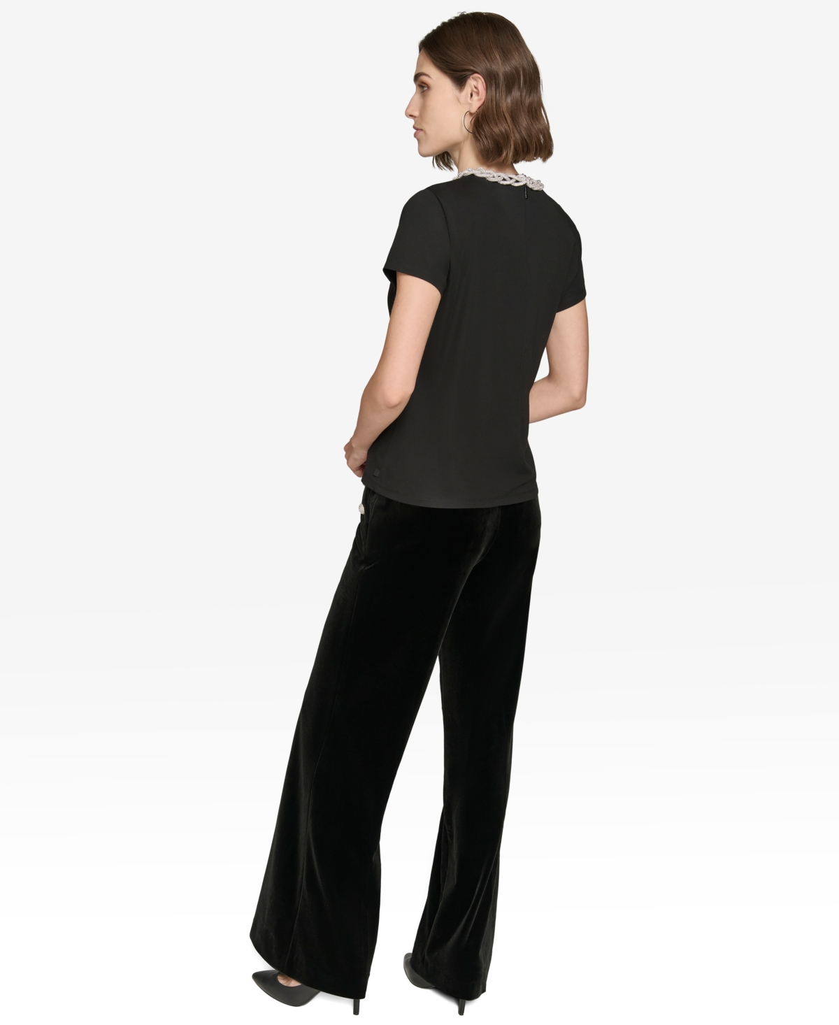 Karl Lagerfeld Paris Women's Embellished Scoop-Neck Top
