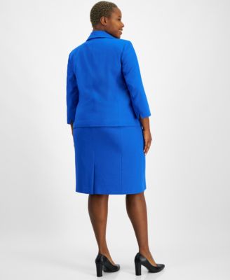 Plus Size Button-Front Boxy Jacket & Sheath Dress Set