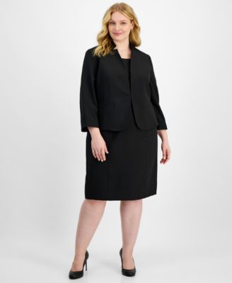 Le Suit - Plus Size Cutout Kissing Jacket & Sheath Dress Suit