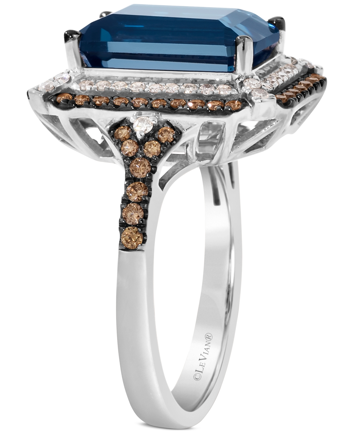 Le Vian Deep Sea Blue Topaz (3-7/8 ct. t.w.) & Diamond (5/8 ct. t.w.) Double Halo Ring in 14k Rose Gold (Also Available in 14Kor 14k Yello