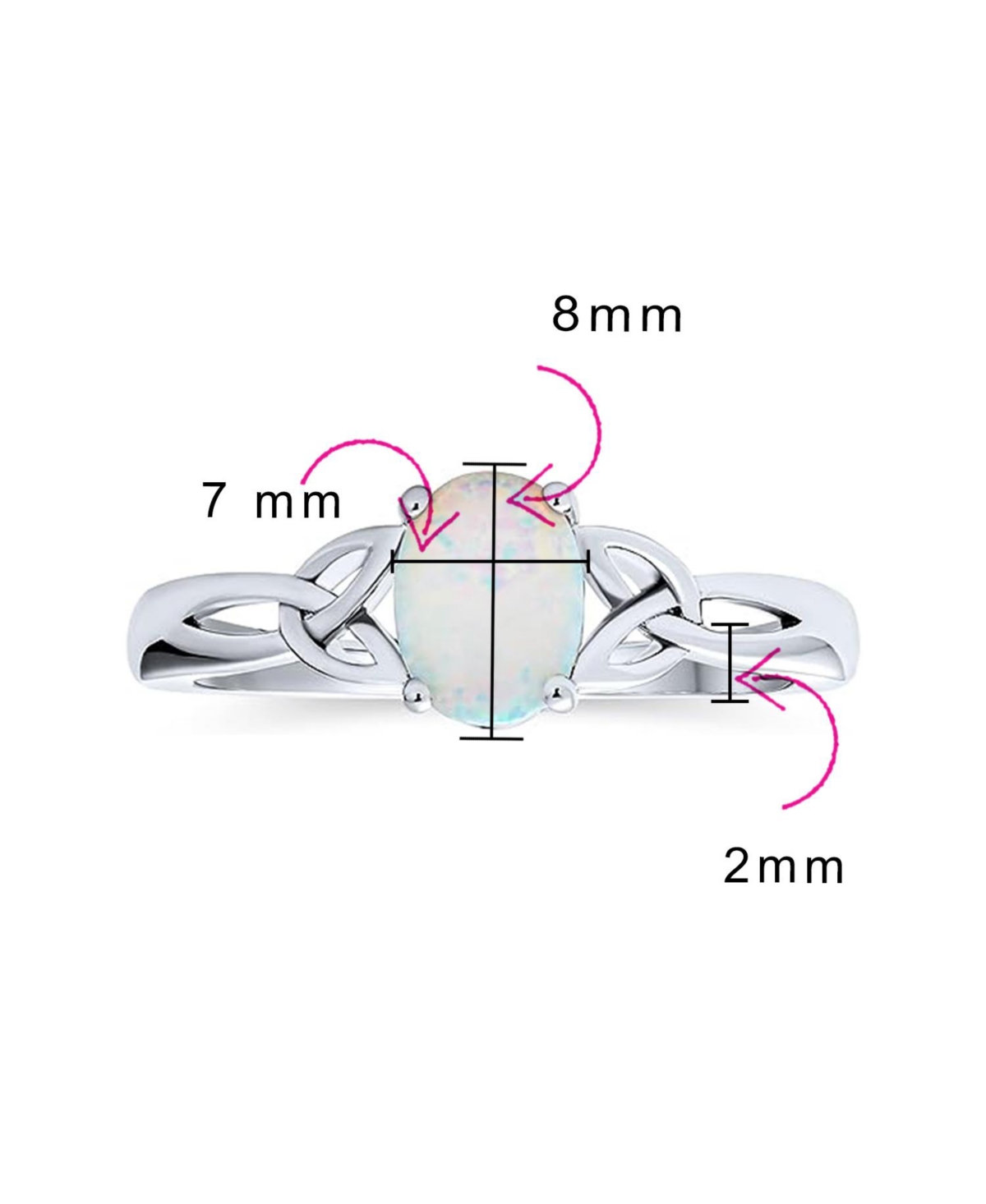 Bling Jewelry Dainty Bff Triquetra Celtic Love Knot Oval White Synthetic Opal Ring Promise For For Women .925 Sterling- Silver