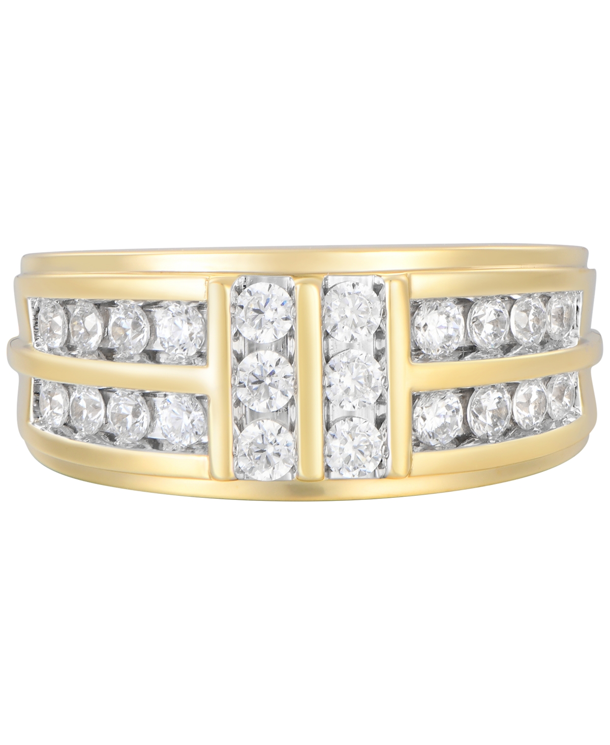 Macy's Men's Diamond Multirow Channel-set Ring (1 Ct. T.w.) In 10k Gold In Gold