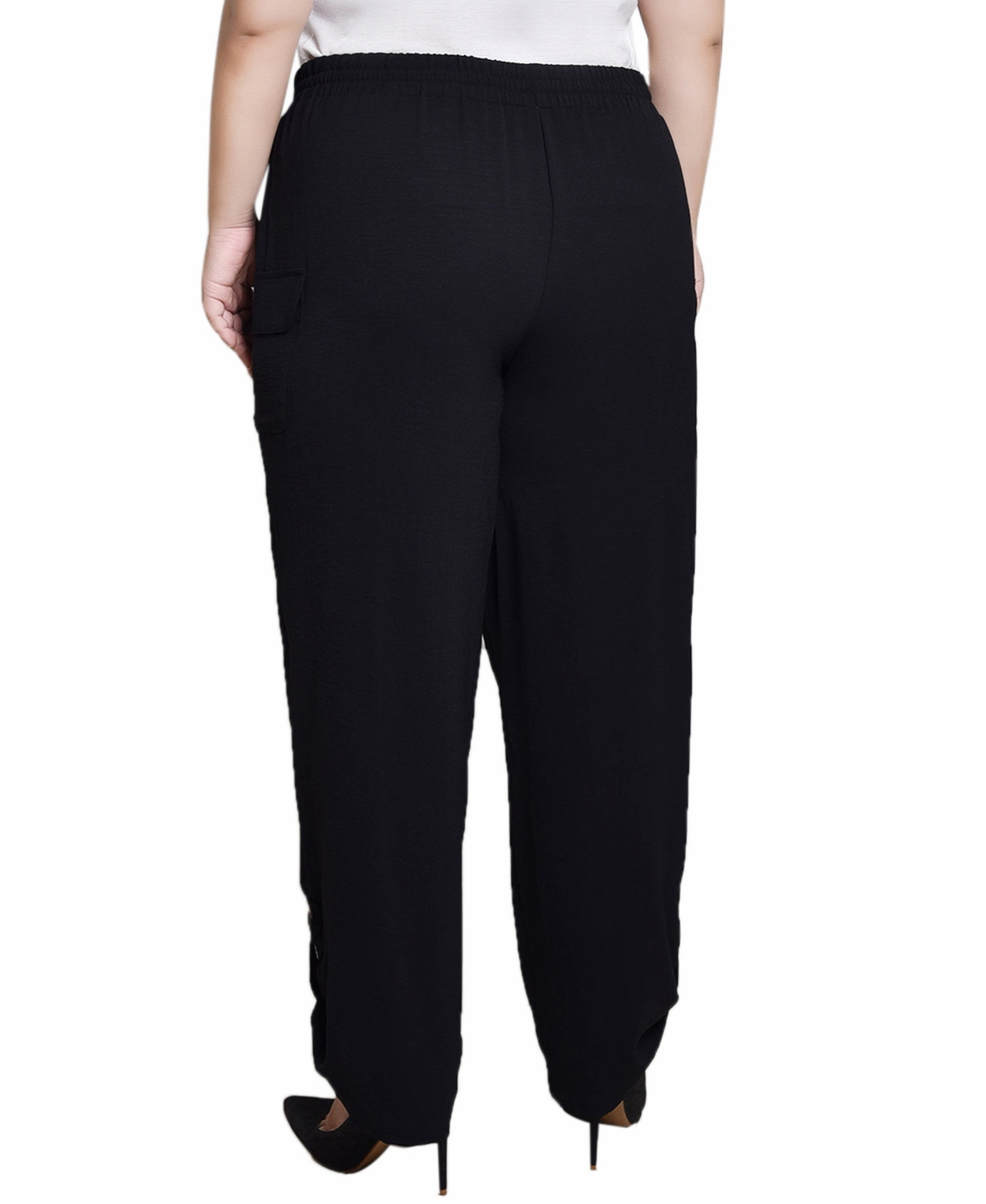 Ny Collection Plus Size Cuffed Long Pants In Black