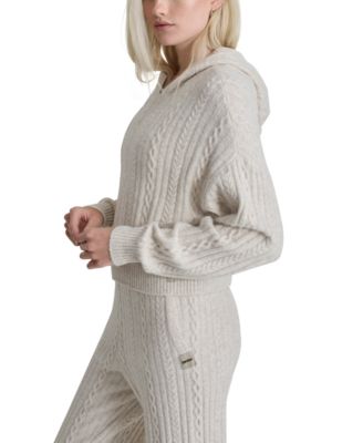 Women's Cable-Knit Pullover Hooded Sweater