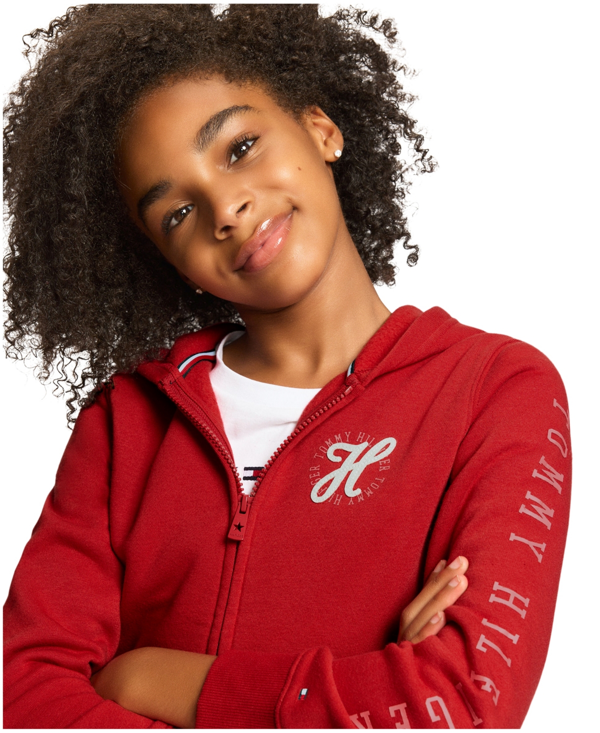 Tommy Hilfiger Toddler Girls Fleece Zip Hoodie In Medium Red