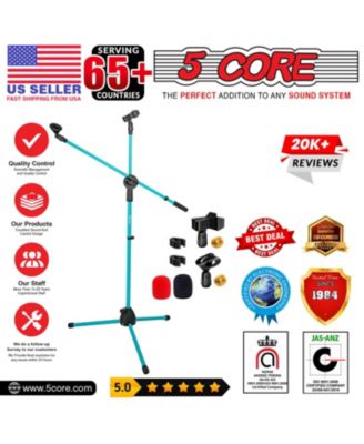 Mic Stand 4 Pcs Collapsible Height Adjustable 31 to 59” Dual Metal Microphone Tripod Stand w Boom Arm Stand Para Microfono for Singing, Karaoke, Stage and Outdoor Activities Sky Blue - MS DBL G SKY BLU 4pcs