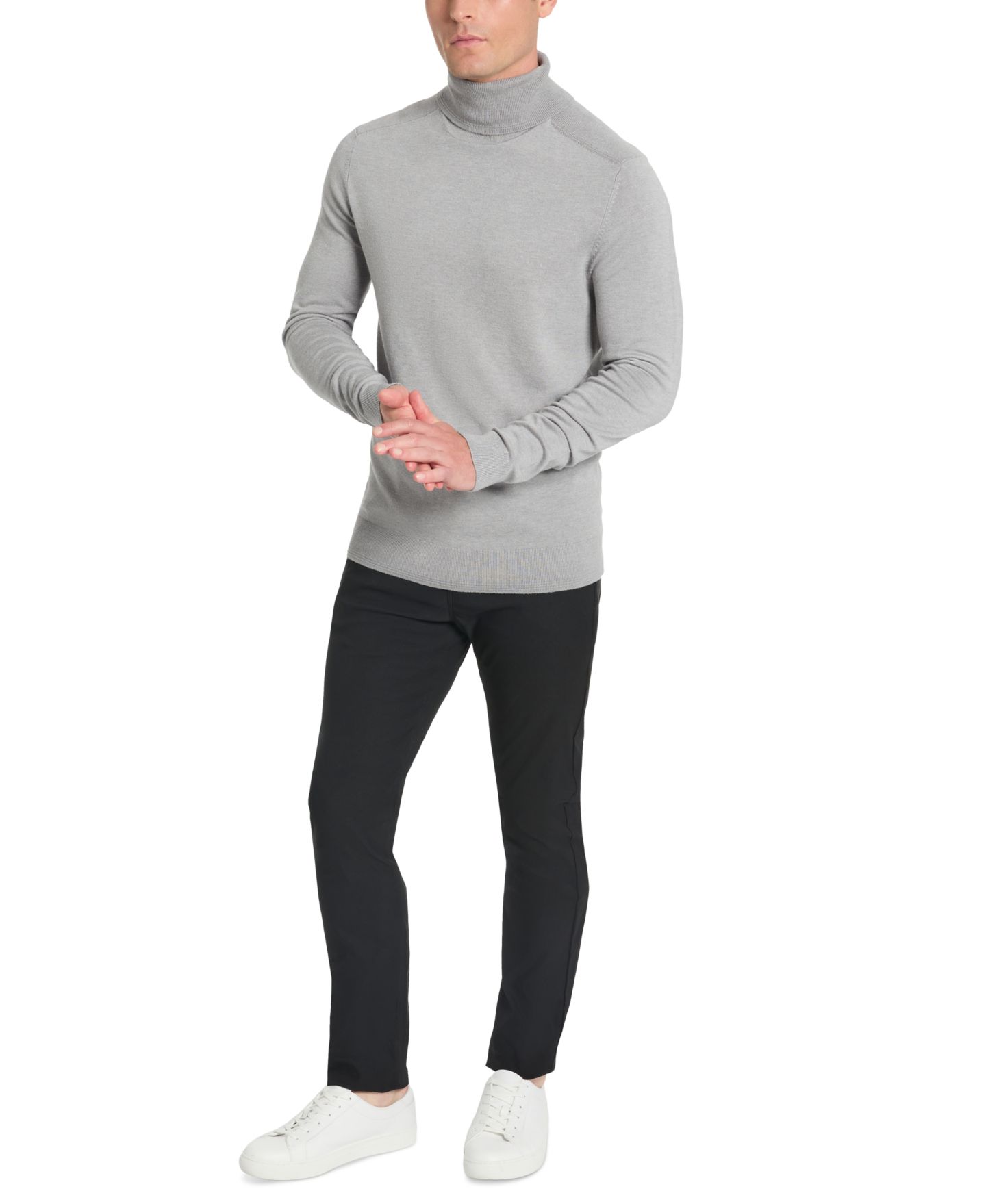 Мужской свитер Kenneth Cole Slim-Fit Turtleneck, цвет: Серый — фото 4