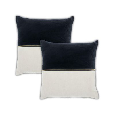 Layla Velvet Linen Zipper Throw Pillow Covers, 20"x 20", Set of 2