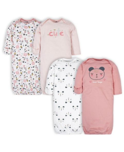 Платья Gerber Fleece-Lined Gb 4Pk Gowns для девочек-малышей, цвет: Bear
