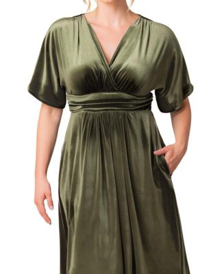 Women's Plus Size Angelic Velvet Midi Cocktail Dress with Pockets