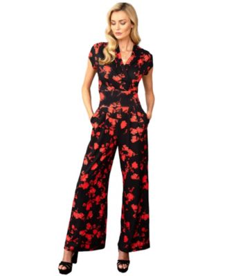 Women's Faux-Wrap Wide Leg Jumpsuit