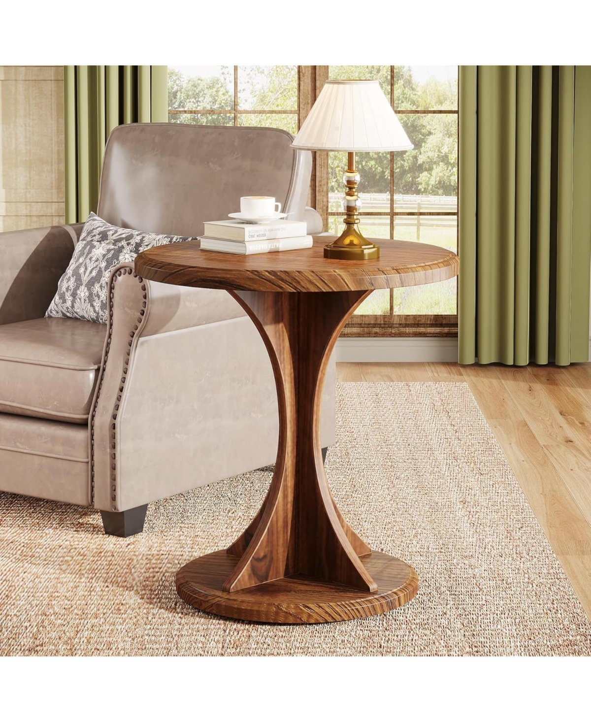 Tribesigns Round End Side Table: Wood Sofa Chair Side Table for Living Room, Mid-Century Bedside Nightstand for Bedroom, Accent Table, Easy Asse