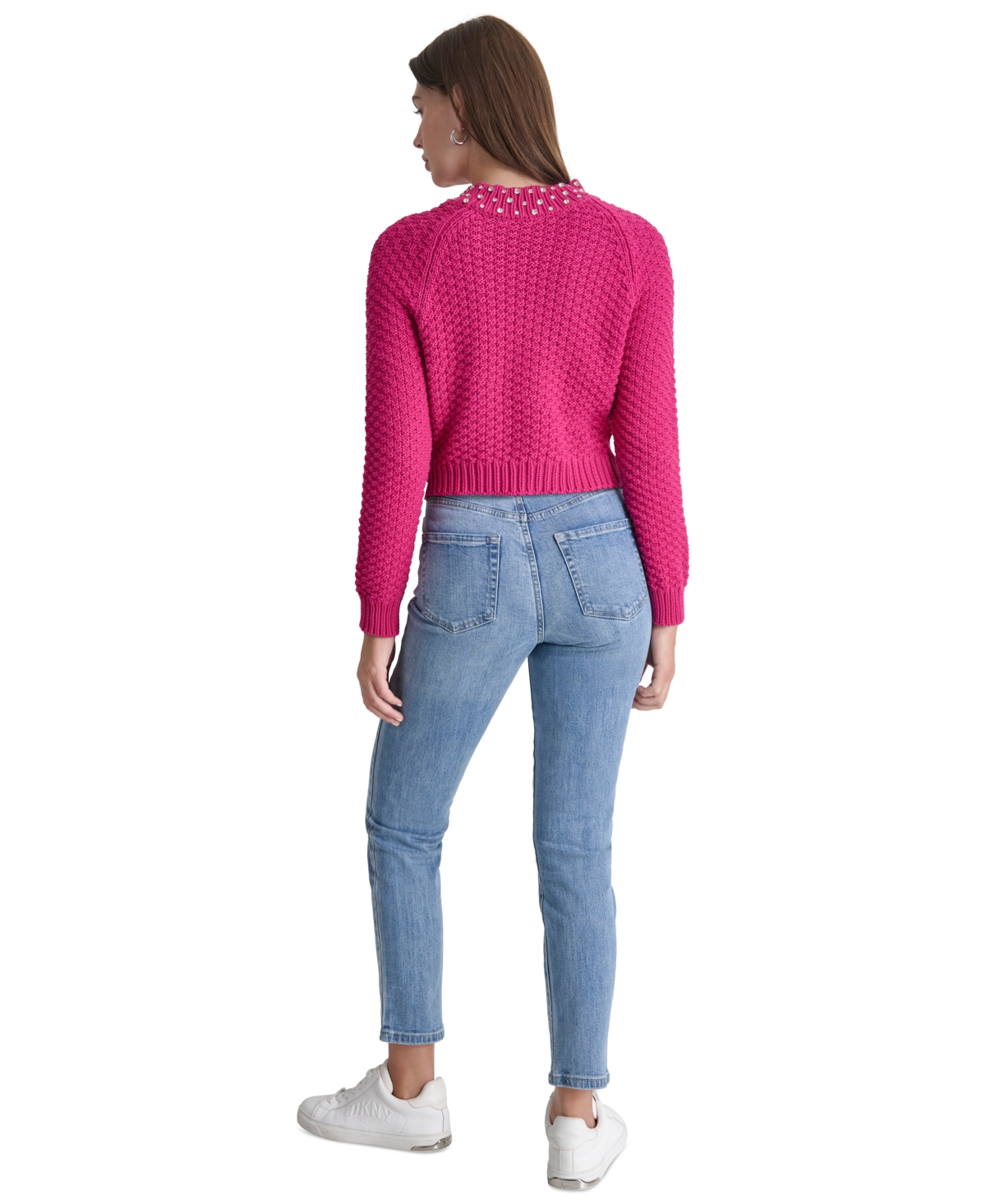 DKNY JEANS PETITE EMBELLISHED MOCK-NECK SWEATER 