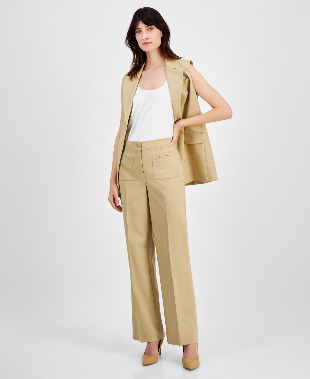 Women's Patch-Pocket Trousers - Coffee Cream