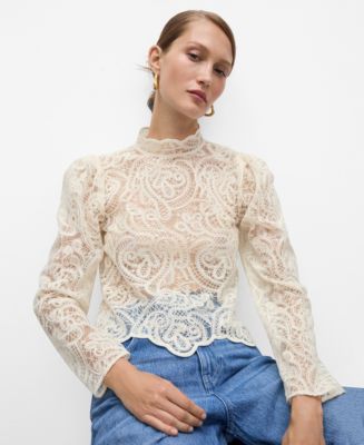【新品未使用】Sheer High Neck Blouse Women 2023 Fashion High Neck See Through Sheer Tops Elegant