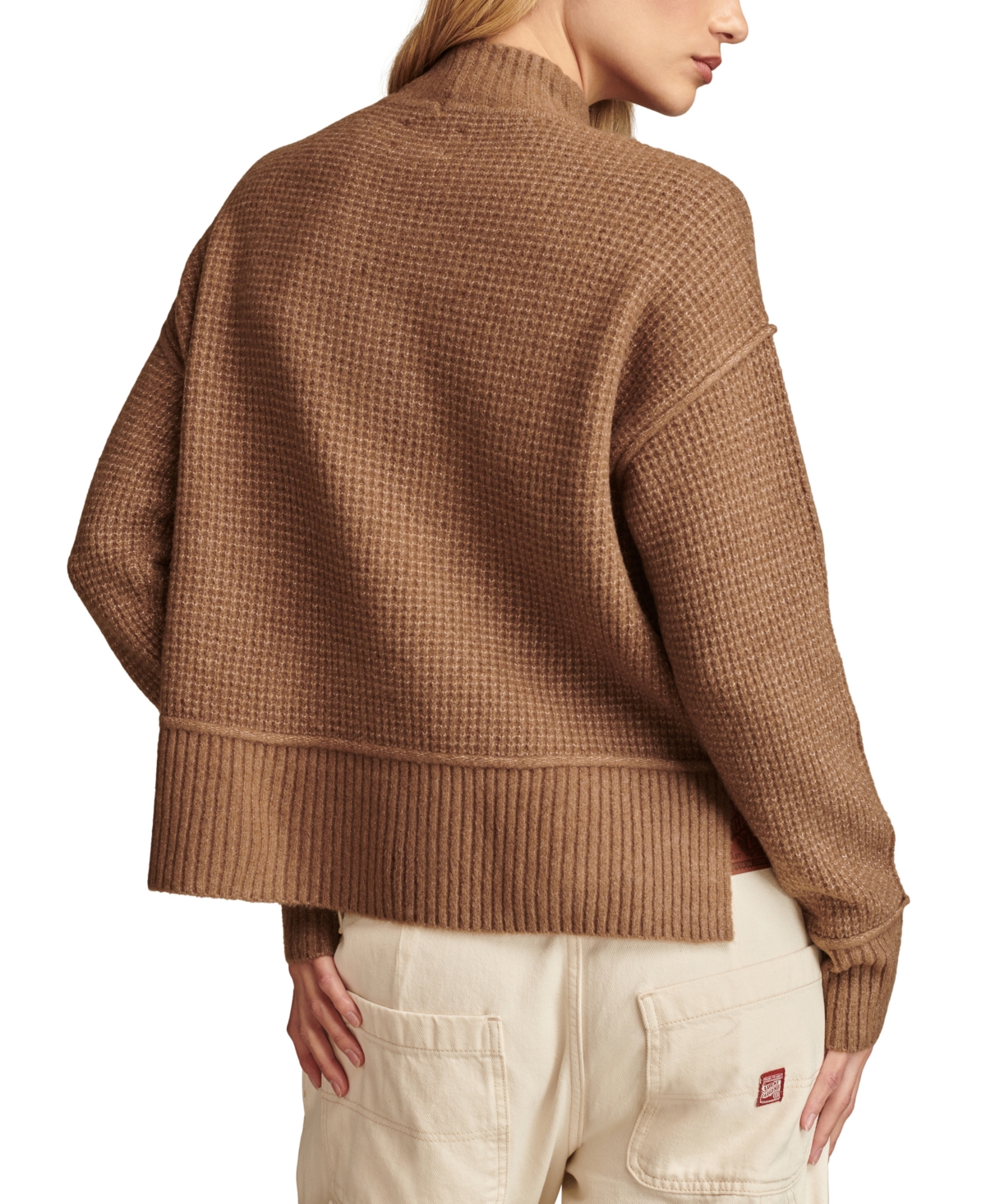Lucky Brand Women's Mock Neck Waffle-Knit Sweater