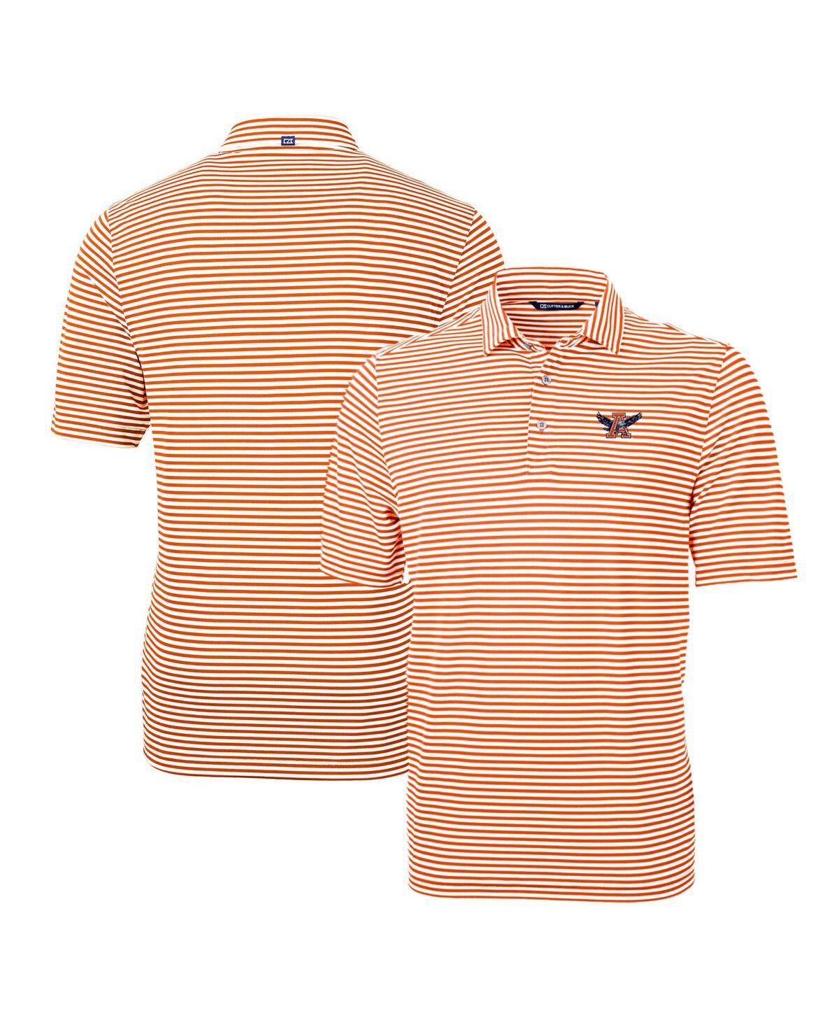 Cutter & Buck Men's Orange Auburn Tigers Big Tall Team Logo Virtue Eco Pique Stripe Polo In Orange