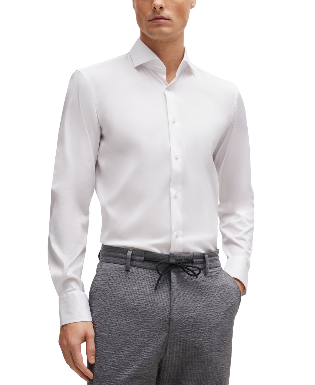 Hugo boss slim fit white dress shirt store