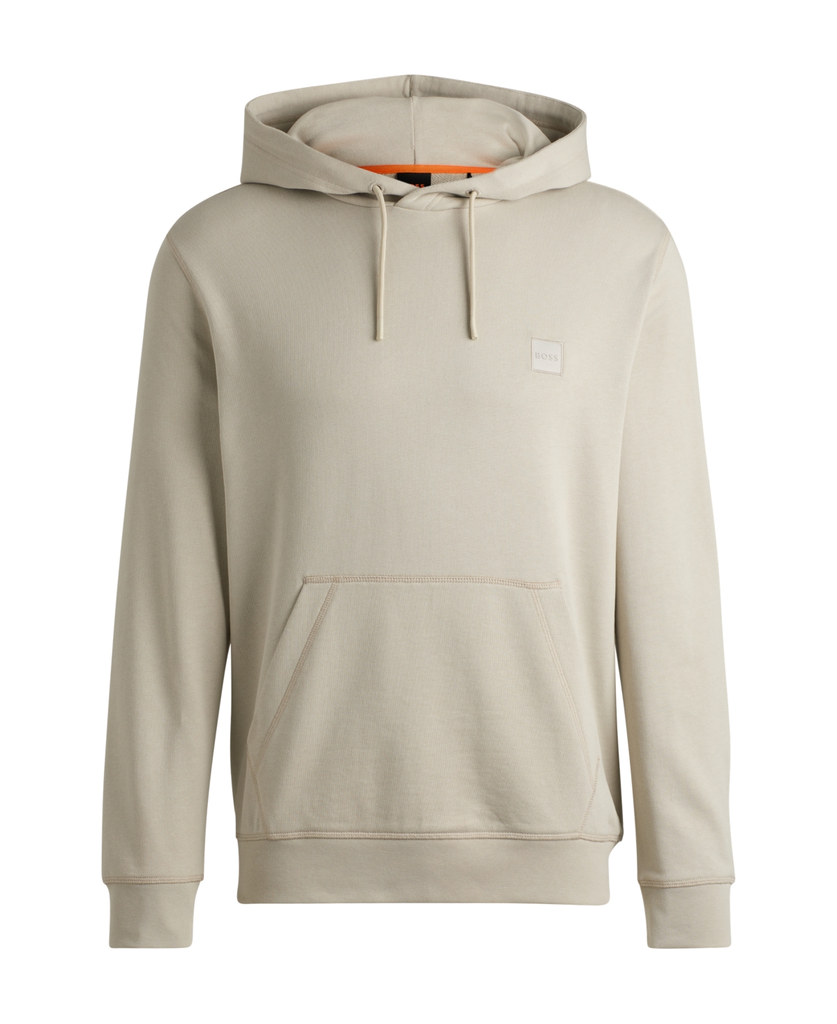 Hugo Boss Hooded Sweatshirt With Logo Patch In Open Beige