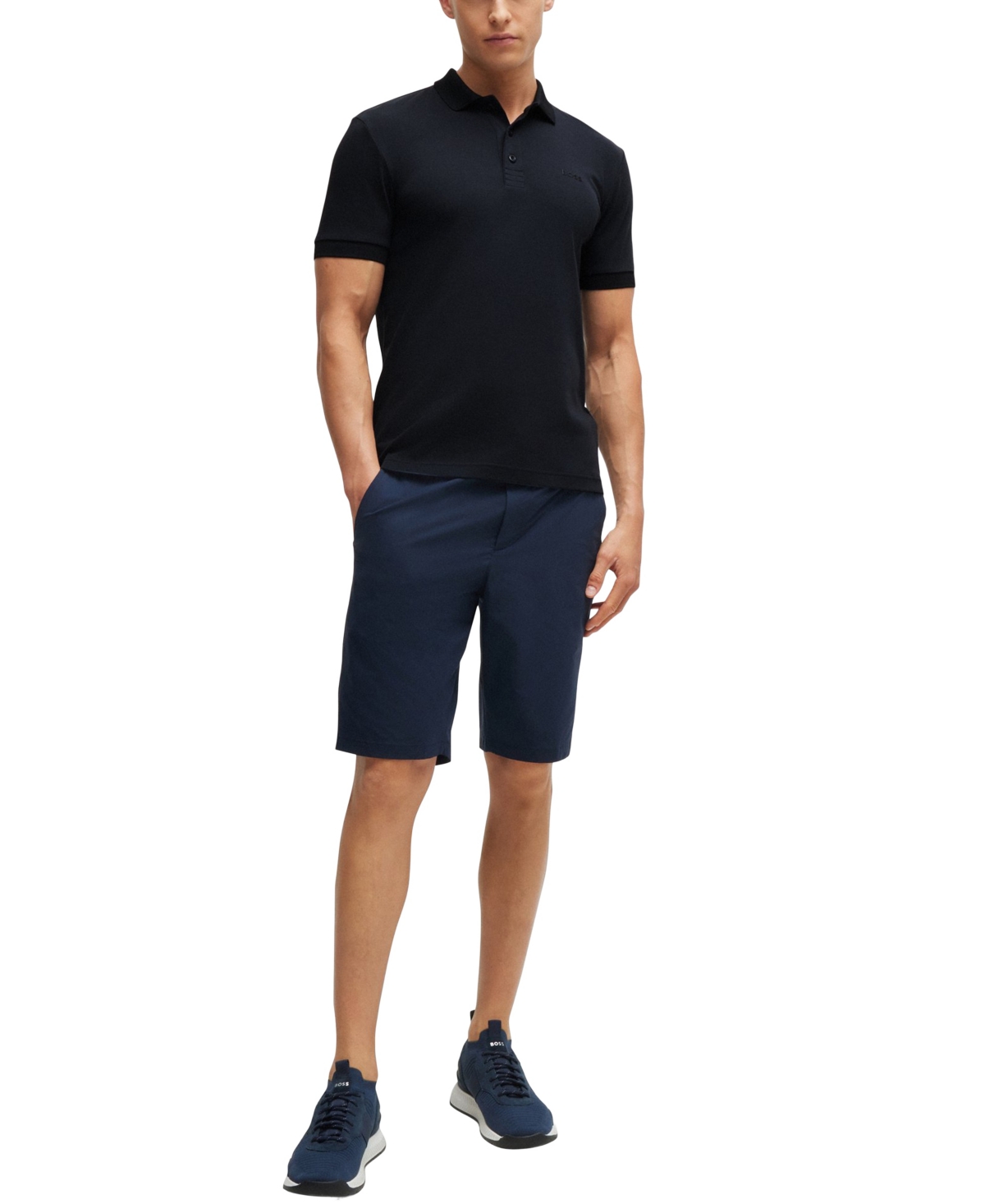 Hugo Boss Boss By  Men's Contrast Trim Slim-fit Polo In Blue