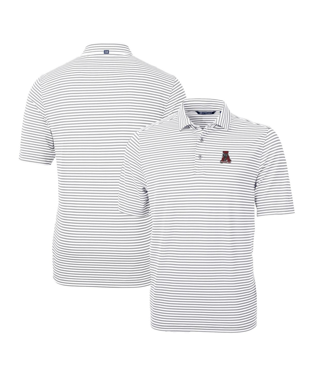 Cutter & Buck Men's Alabama Crimson Tide Throwback Logo Virtue Eco Pique Stripe Polo In Gray