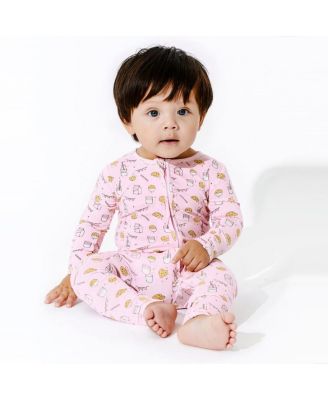 Baby Girls Milk and Cookies Pink Convertible Footie