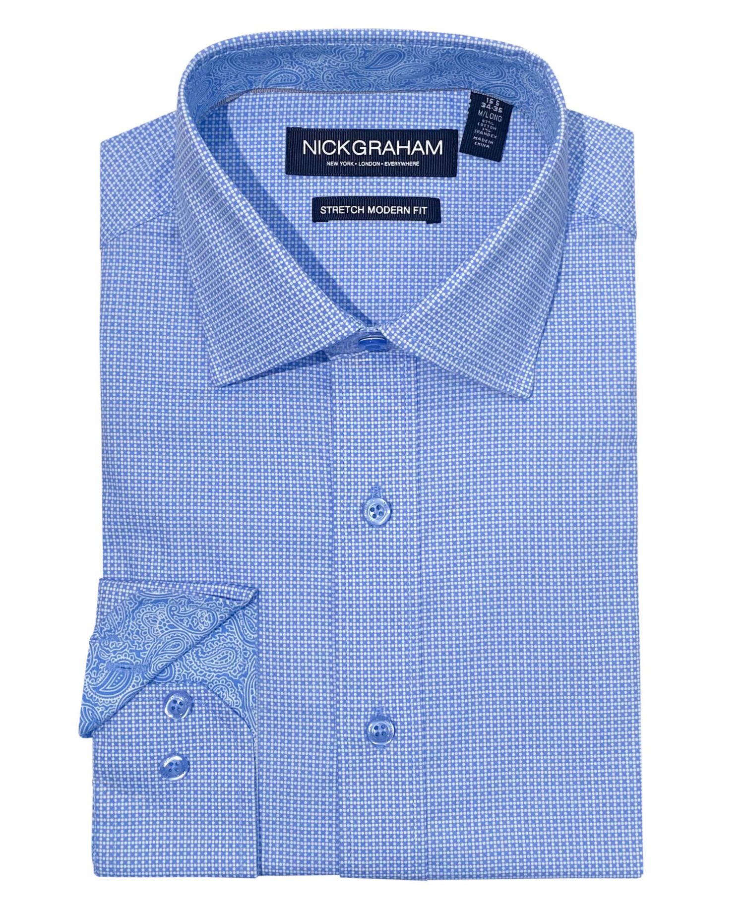 Men's Modern Fit Zig Zag Non-solid Dress Shirt