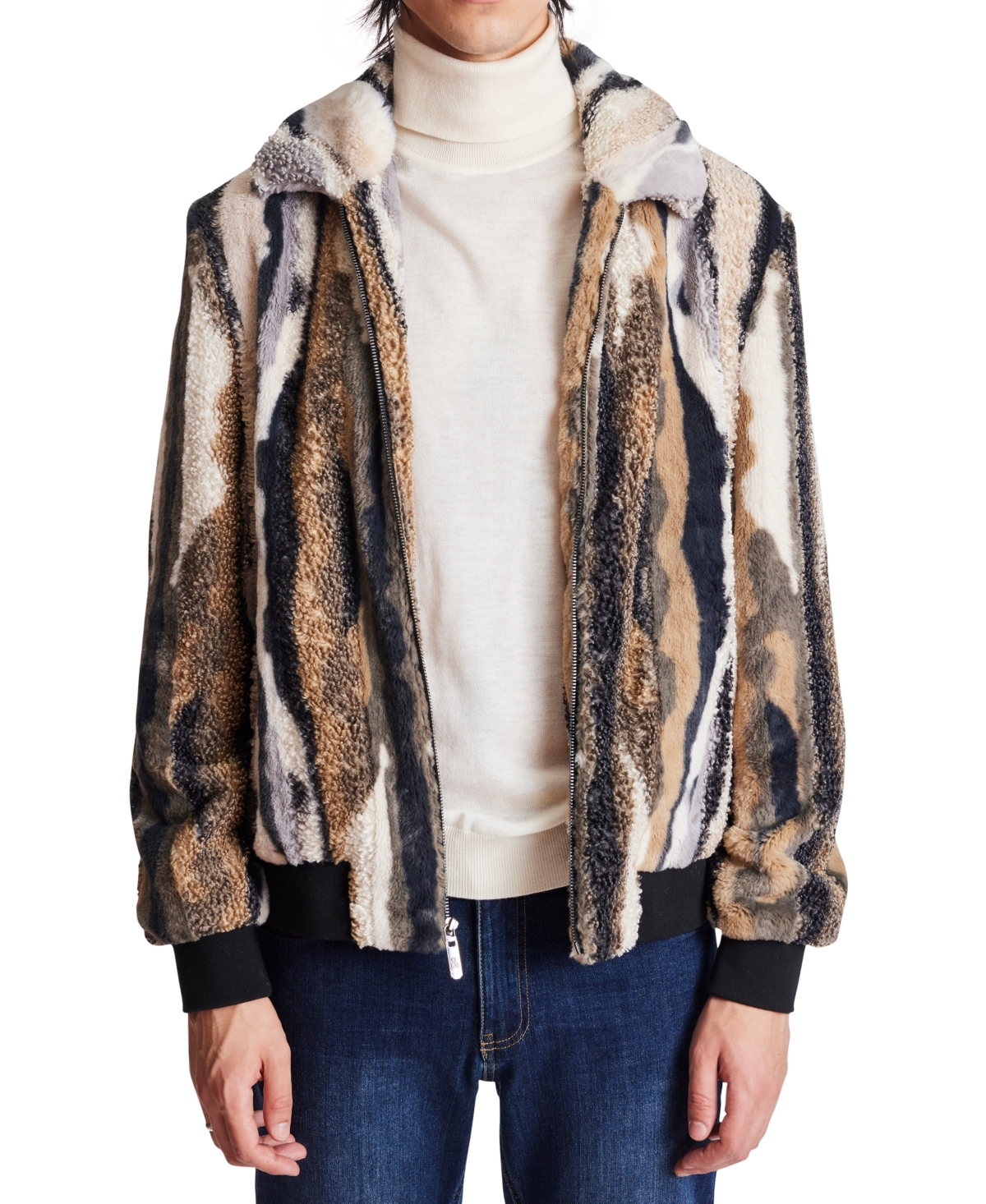 Men's Dorian Faux-Fur Bomber Jacket - Pine Camo