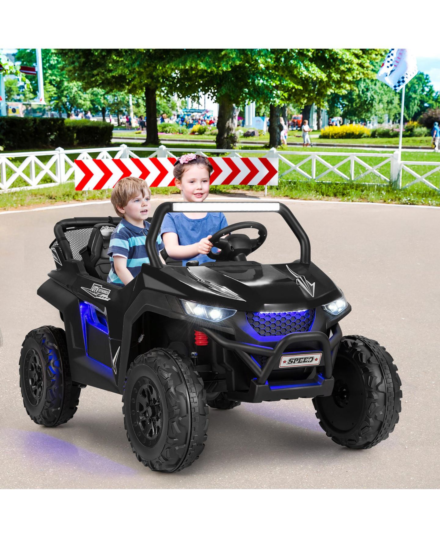 Детская игрушка Costway 12V 2-Seater Ride On UTV with Remote Control and LED Lights, 3–8 лет, цвет: Чёрный — фото 2