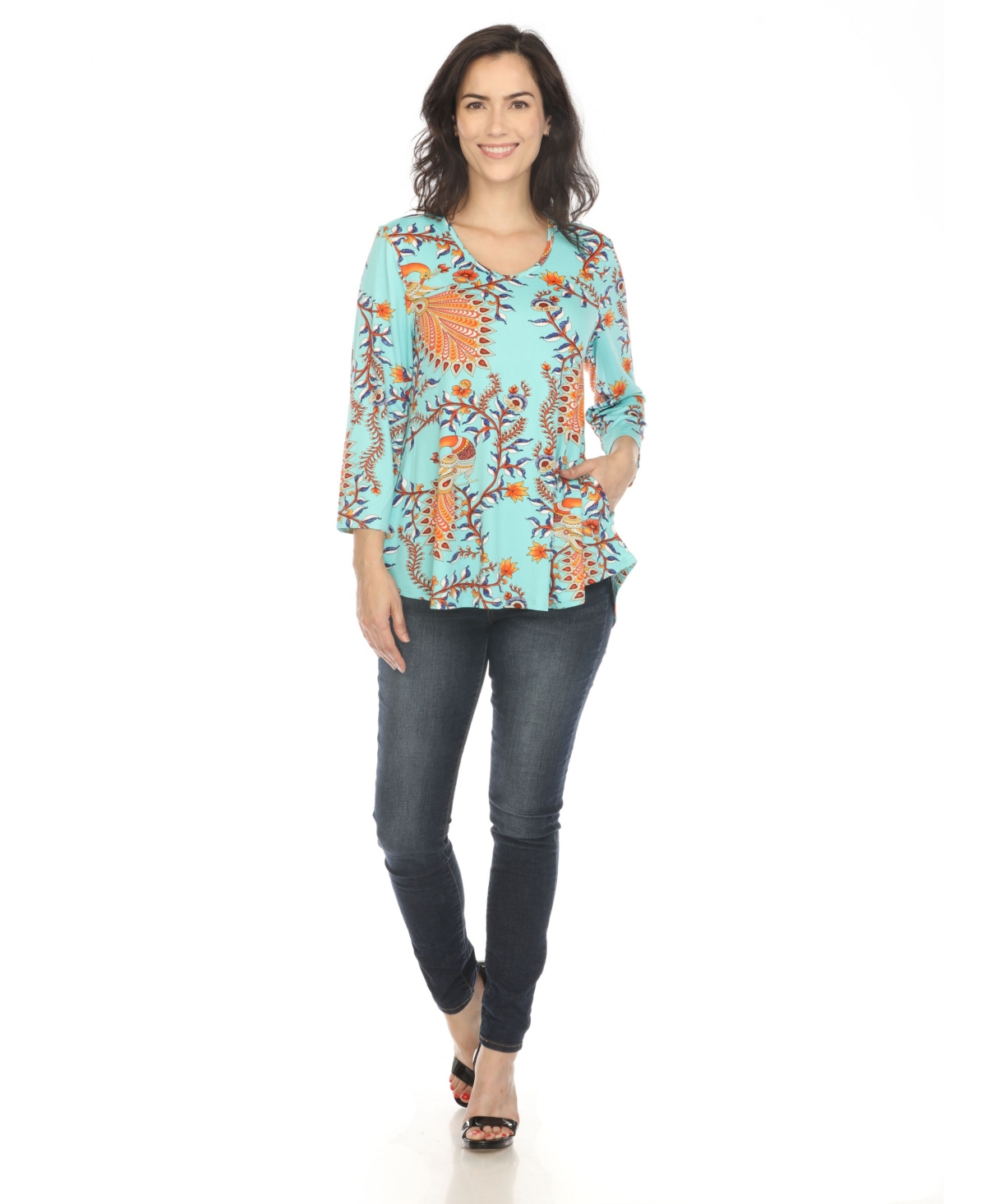 White Mark Women's Vibrant Boho Swing Top