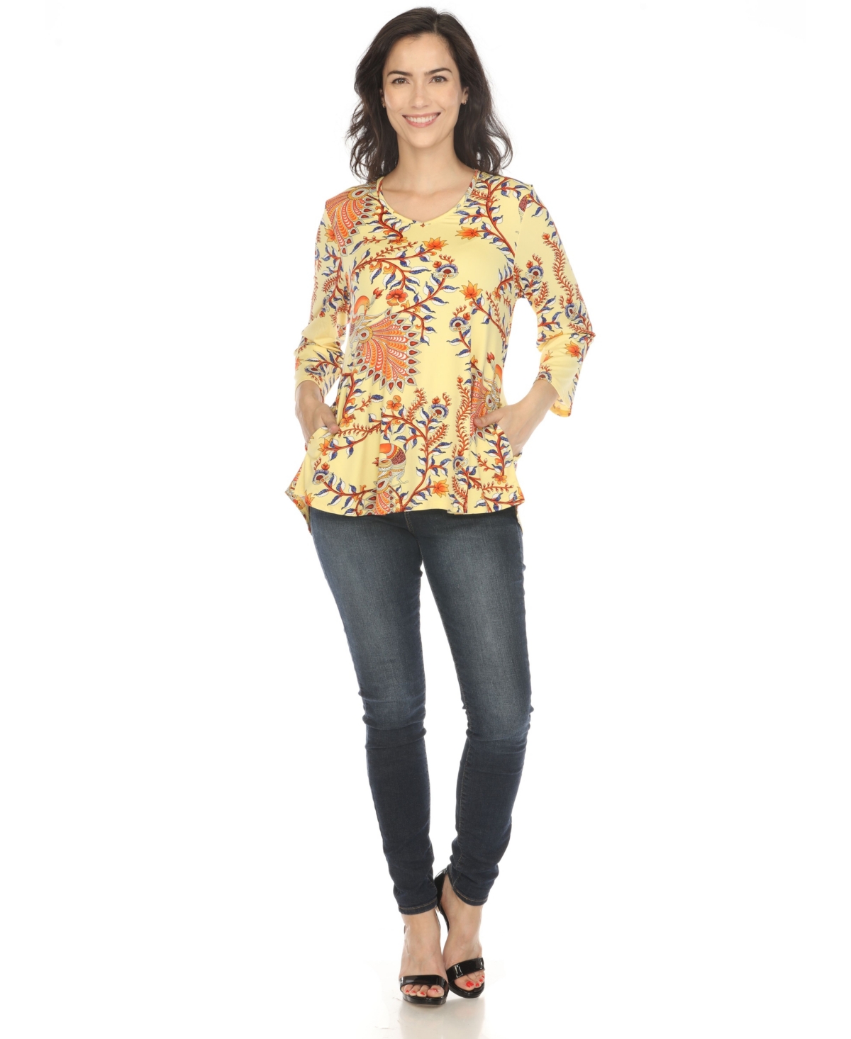 WHITE MARK WOMEN'S VIBRANT BOHO SWING TOP