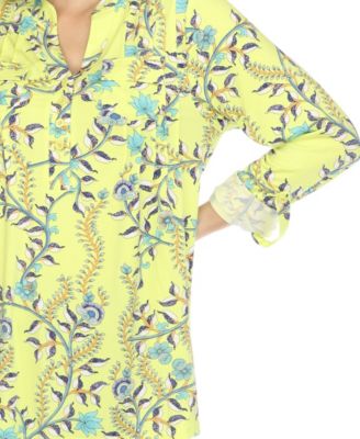 Women's Paisley Button Front Tunic Top