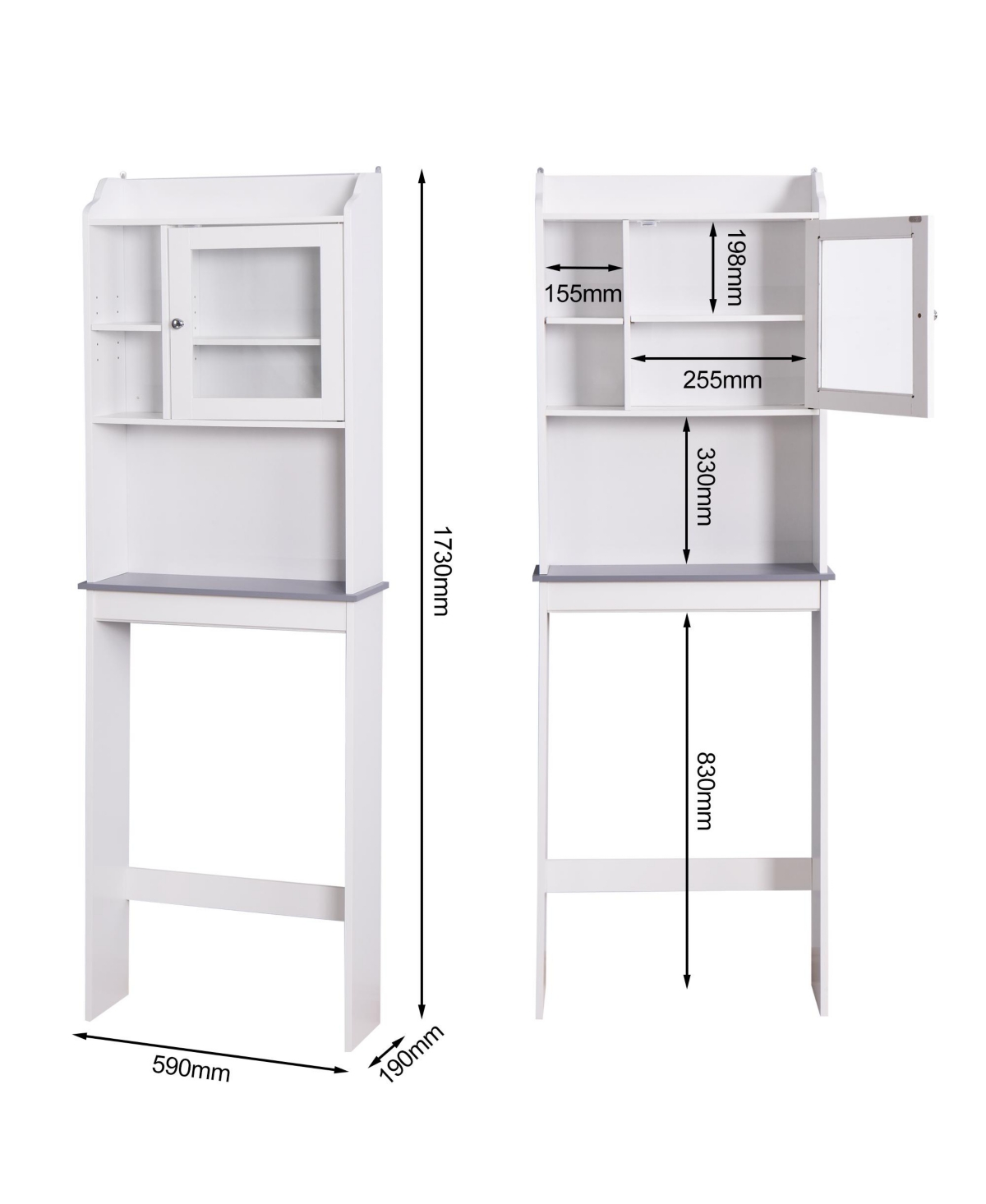 Slickblue Modern Over-the-Toilet Wood Storage Cabinet –Space Saver for Bathroom Organization - White